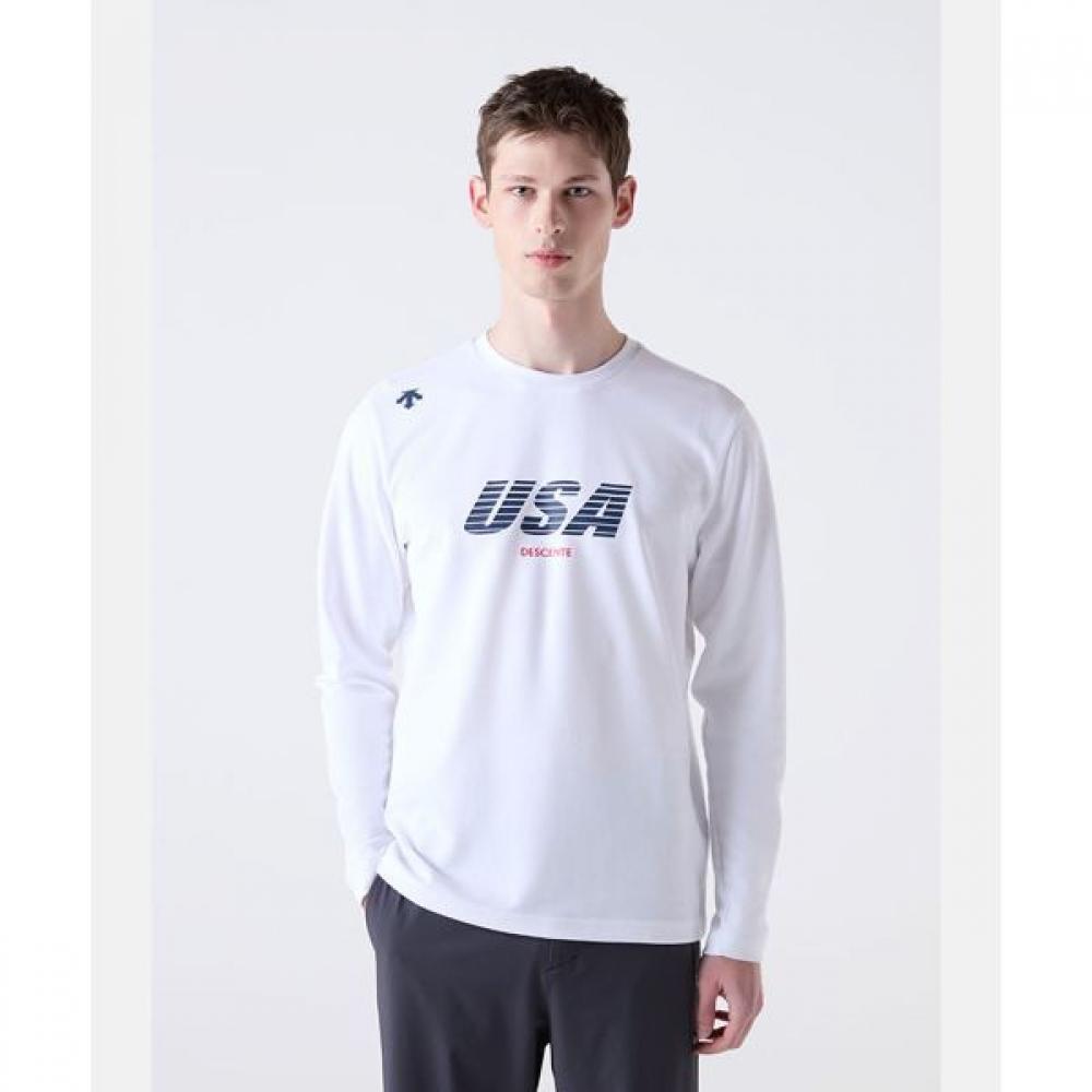 

Футболка с принтом Descente USAT белая WHT0WHITE/100