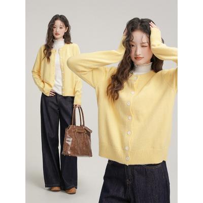 Soft Waxy Age-reducing Single-breasted Knitted Cardigan Jacket for Women's Spring and Autumn Stacked Outer Long-sleeved Sweater Bottoming Top