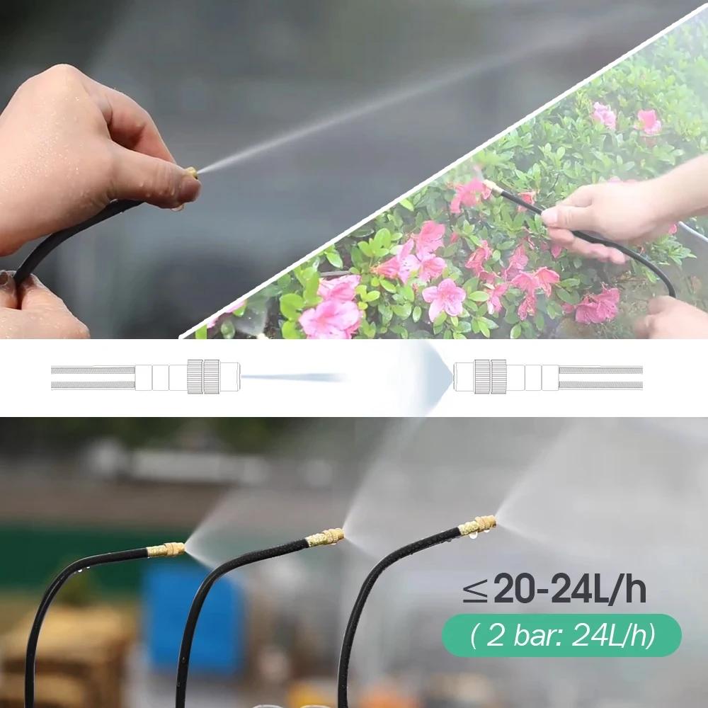 20/30/50cm 360° Free-bend Adjustable Misting Nozzles Stop Water Valve Slip Lock for 3/8" 9/12mm PE Tubing Garden Cooling System