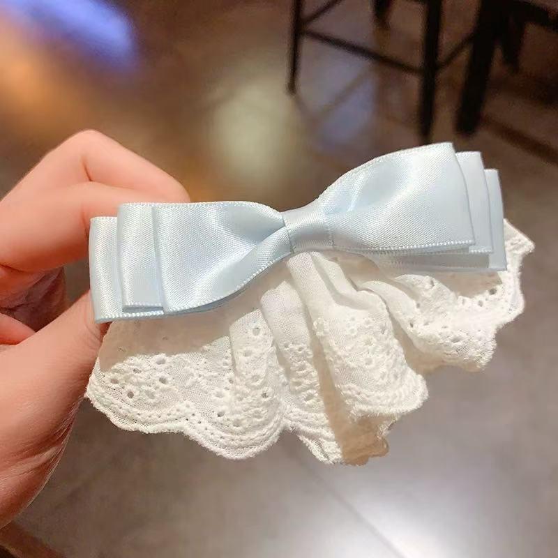 Gentle White Lace Bow Duckbill Clip for Bangs & Ponytails
