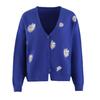 Cross2026 Women's Christmas Abstract Floral Casual Cardigan Sweater