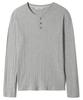 BASEMOMENT Irregular Ribbed Henley Neck T-Shirt Melange Gray