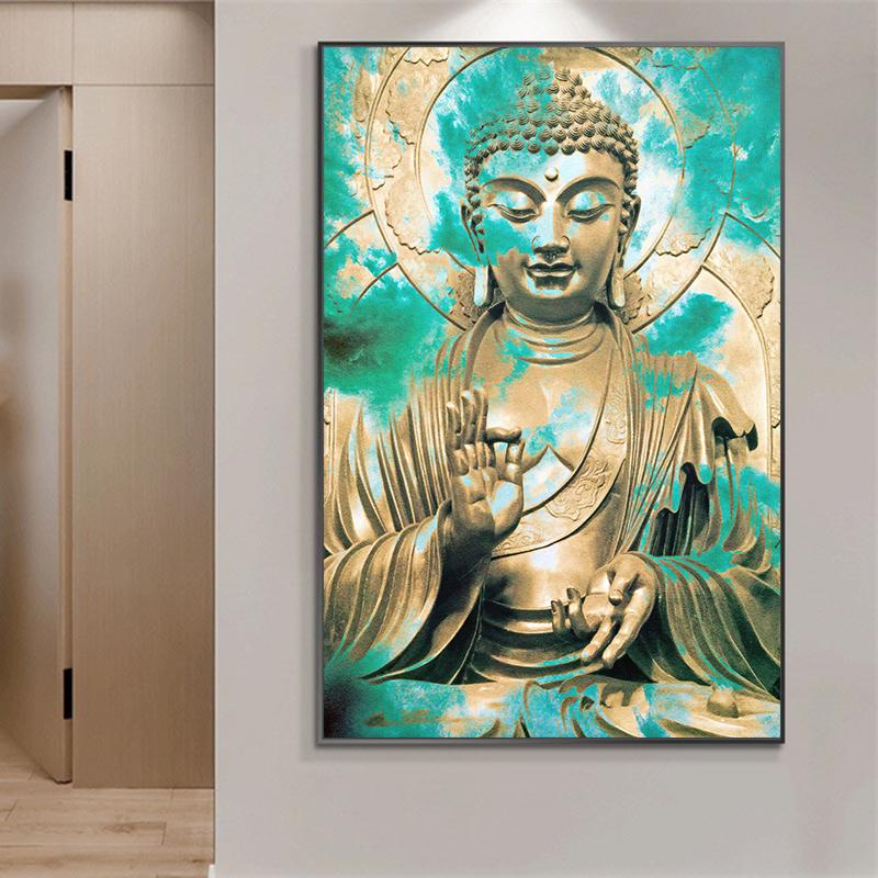 Abstract Retro Buddha Statue Portrait Figure Art Poster Canvas Painting Wall Prints Picture for Living Room Home Decor