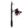 Fishing Rod Set Black Red Carbon Telescopic Fishing Rod GA3000 Spinning Reel with Line Bait Hooks for Saltwater