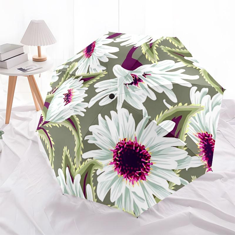 1pc Floral Pattern Automatic Opening/Closing Umbrella with Operation & Windproof Canopy - Folding Design, Holiday Gift Yy260225165