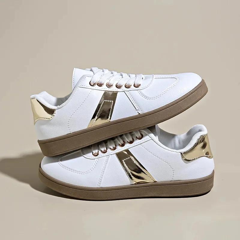 

Fashion Fashionable Retro Trendy Low-Top Casual Women s Shoes Lightweight Simple Design Spring Summer New Arrival Rubber Sole PU Upper 35 золотой