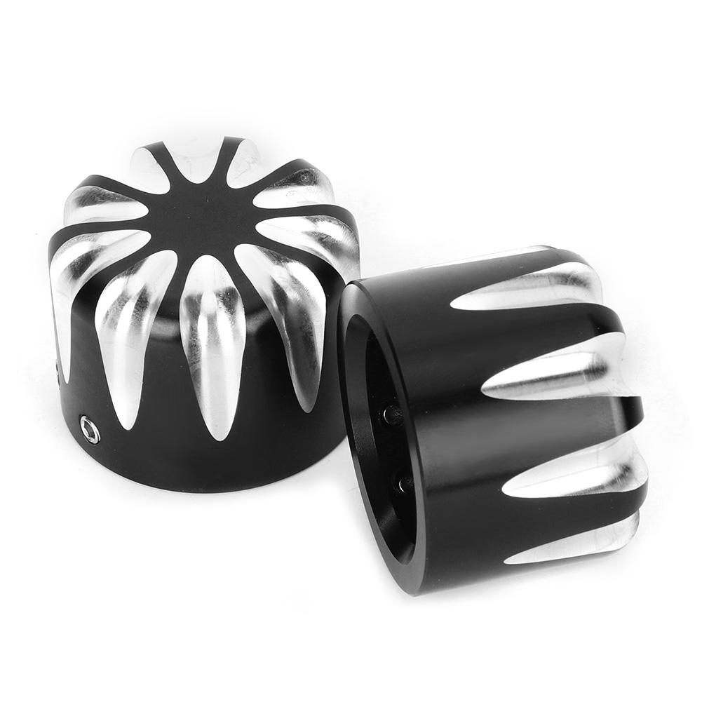 2pcs Motorcycle Front Axle Cap Black CNC Cut Aluminum Alloy Nut Cover Fit for Tri Glide