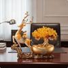Deer Figurine with Wealth Tree Feng Shui Decoration Elegant for Entryway