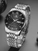 Men's Diamond Quartz Watch with Luminous Double Calendar