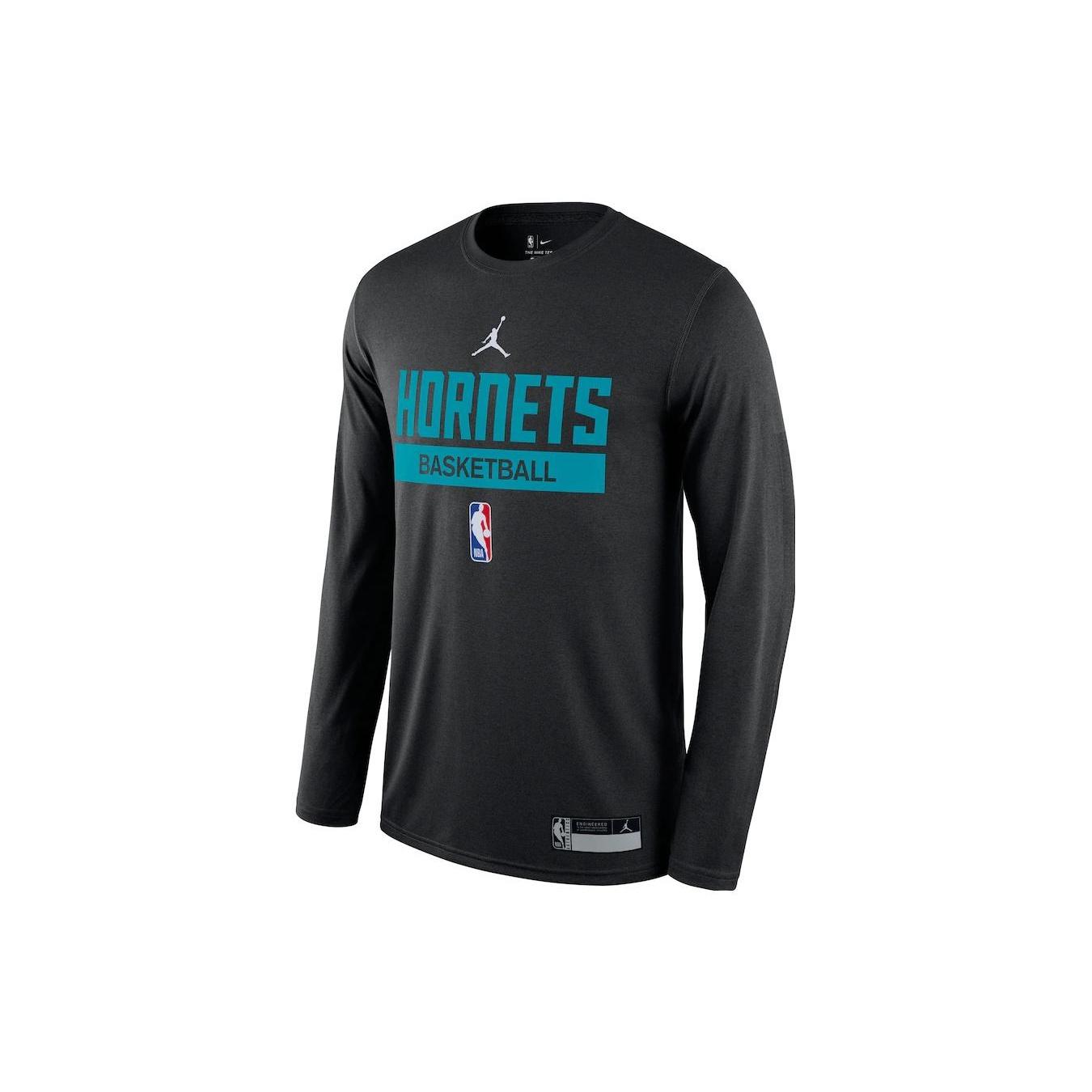 Air Jordan x NBA Charlotte Hornets 22-23 Practice Performance Long Sleeve T-Shirt Black Men s DR6508-010 L