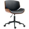 Chaise de bureau à domicile en similicuir, Chaise pivotante réglable en hauteur, Capacité de charge jusqu'à 135 kg, 52 x 54 x 74-84 cm, Noir+Marron Noyer