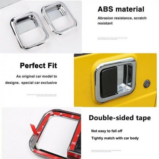 2x Exterior Door Handle Bowl Frame Decor Cover Trim For Jeep Wrangler TJ 1997-06