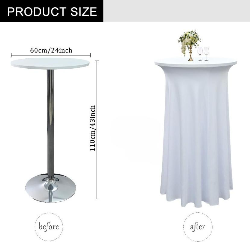 60/70/80cm Cocktail Table Skirts Stretch Spandex Fitted Tablecloths Wrinkle-Resistant Washable for Weddings Parties Banquets