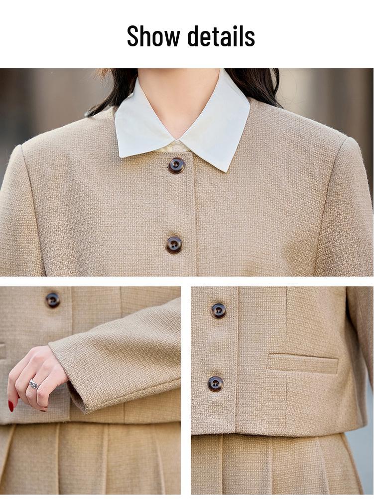 Chic Spring 2025 Small Fragrant Style Suit: Single-Breasted Jacket and Semi-Skirt Dress Set (Y2510)