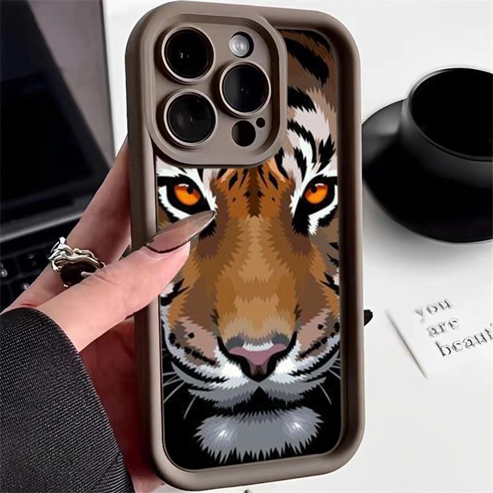 LZ30 Tiger Lion Cat Silicone Phone Case for iPhone 11 13 14 15 16 Pro Max 7 8 16 Plus 12 mini XS Max XR Shockproof Back Cover