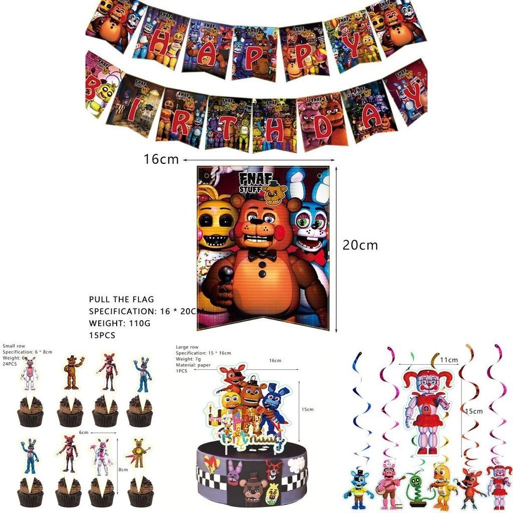 Lebendiger Five Nights At Freddy's Luftballon-Banner für eine verbesserte Geburtstagsatmosphäre