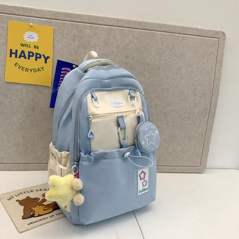 Schoolbag high value Mori fresh and sweet girl heart travel backpack large capacity contrasting color primary and secondary school students cute