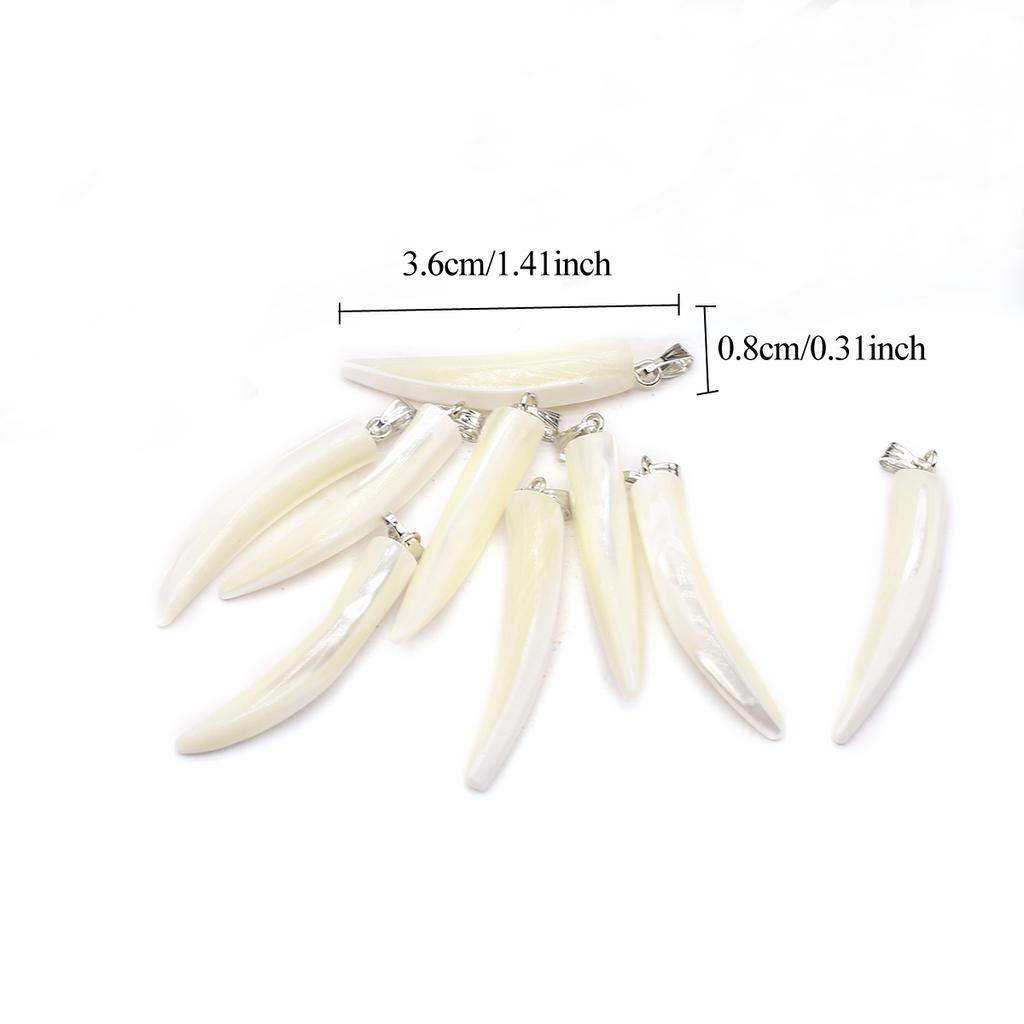 5 Stück Weiße Natürliche Muschel Elfenbein-Form Anhänger Mode Damen Herren Charms für Schmuckherstellung DIY Halskettenzubehör, Valentinstag Neujahrsgeschenk Bastelbedarf