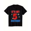 European Sizes Kids Spider Web Five 5 Years Old It'S My 5th Birthday Boy Party T-Shirt Kids Soft Fabric, Breathable, Comfortable Short Sleeve Tees