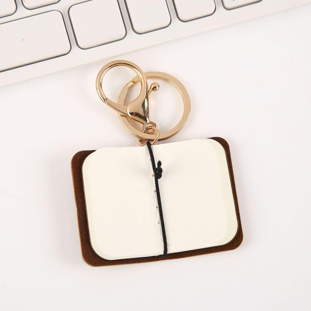 Retro Tiny Leather Notebook Charm Decorative Mini Pocket Notepad Keyring Backpack Decoration