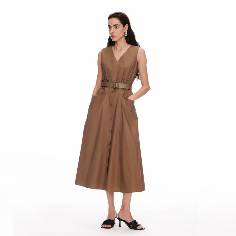 

VEROMODA 2025 V-Neck Pleated Cotton Maxi Dress with Belt M