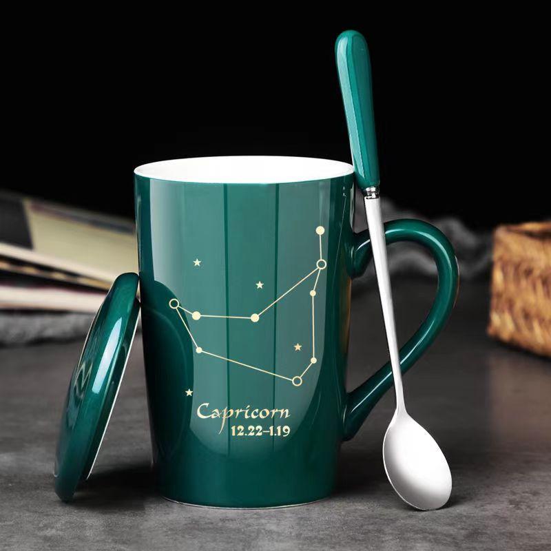 

Кружка-созвездие, Офисная керамическая чайная чашка в подарочной коробке с крышкой и ложкой, Креативная чашка для воды 12 созвездий для подарка, 380 мл 301-400ml