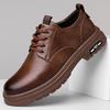 2025 Men's Handmade Retro Stitching Leather Shoes - Spring/Autumn Casual Workwear Lace-up Trend.