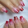 24Pcs Pink Square False Nails Glitter Nails Art Wearable Fake Nail Silver French Ballerina Full Cover Acrylic Press on Nail Tips