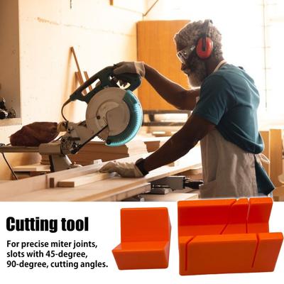 2Pcs Heavy Duty Mitre Box 45/90 Degrees Angles Metal Crafts Wood Plastic Cutting Box Guide Tool for DIYer Woodworker Woodcarver Carpenter