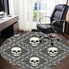 1pc Skull Lace Office Round Area Rug, Indoor Mat Suitable For Office, Under Office Chairs Bedroom Living Room Home Decor, Room Deco