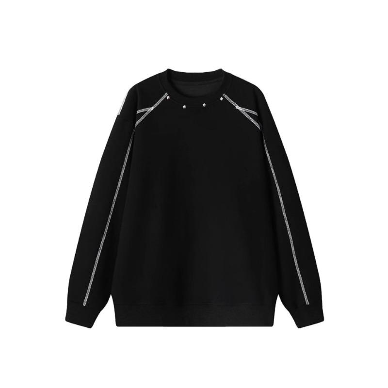 Men's Trendy New Versatile Literary Minimalist Sweatshirt Loose Fashion Hatless Crew Neck Long Sleeve Top