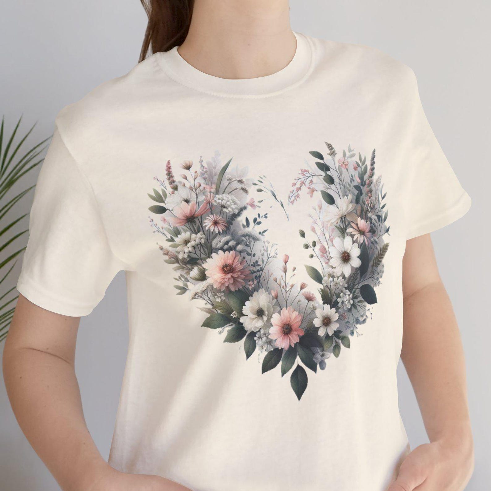 Floral HearT shirt, Wildflower Bouquet Tee, Botanical Spring Flowers T shirt, Mother’s Day Gift Tee, Wedding Shirt S