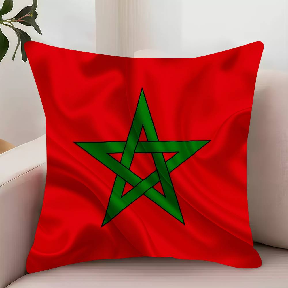 Luksusowa Poszewka na Poduszkę z Flagą Maroka Dekoracja Pokrowce Ochronne Wygodna Miękka na Sofę Salon Biuro Domowe