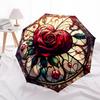 1PC Stained Rose Heart Automatic Open/close, All-Season Portable Folding Umbrella for Women & Men yy250919169