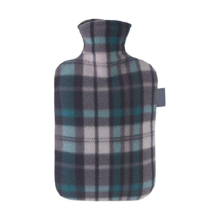 

Leak Resistant Hot Water Bag Elastic Closure Technology Checkered Exteriors Ergonomic Rubber Liners Day Warmth Supply зелений