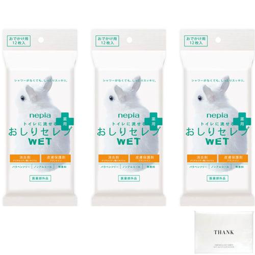 

Oshiri Celeb WET Medicated Pads for Outings, Unscented, 12 Pads (3 Pads)