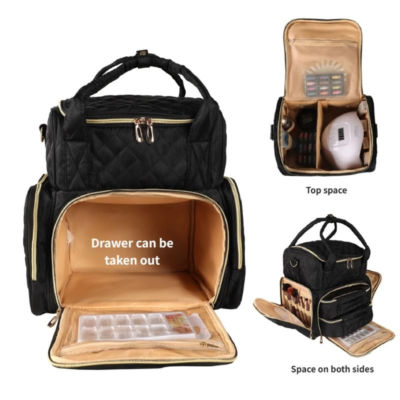 Large Capacity Nail Art Tools Travel Case Durable Polyester Fabric For Artists And Technicians