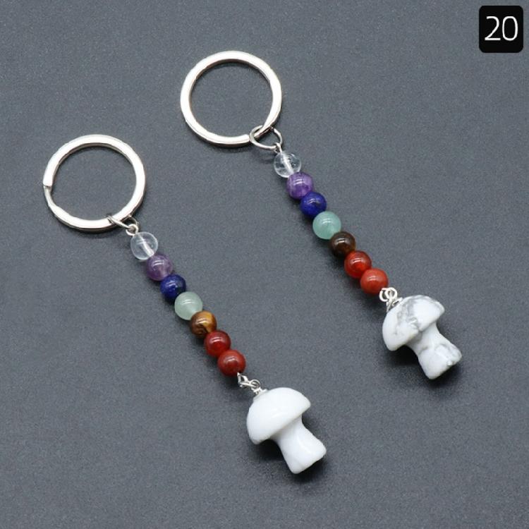 Key Chains Plant Jewelry Mushroom Shape Stone Alloy Material Key Rings for Keys