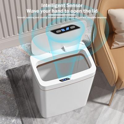 Lixeira Inteligente Sem Toque 15/18L À Prova d'Água Lixeira Elétrica Recarregável Balde de Lixo para Cozinha Banheiro Quarto