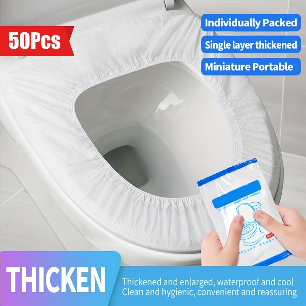 50pcs Disposable Toilet Seat Covers with Elastic Bands - Hygienic Portable Toilet Seat Protectors for Travel, Hotels, Public Restrooms