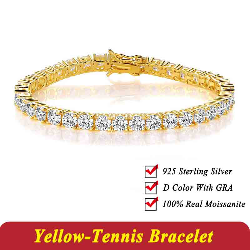 

New 2&3&4mm Moisssanite Tennis Bracelet Original 925 Silver Jewelry Moisssanite Diamond Tennis Chain for Women & Men 6inch-15.24cm&2mm