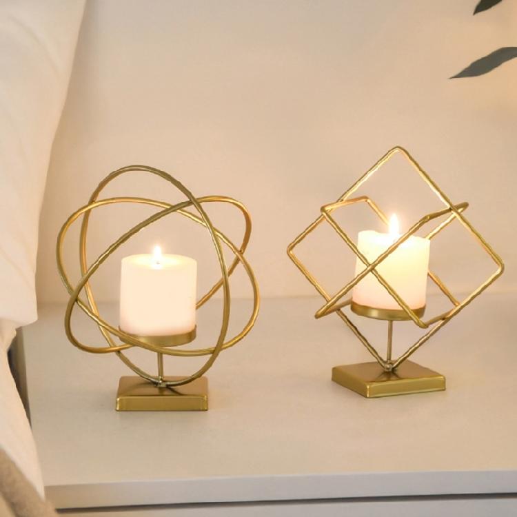 Nordic Iron Candle Holder Hollowed Geometric Square Globe Metal Tealight Candlestick for Table Centerpieces Decors