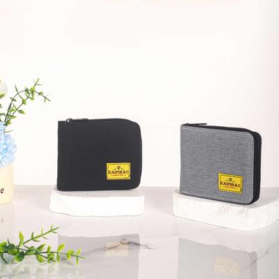 Men's Large Capacity Multi-Card Canvas Wallet with Zipper