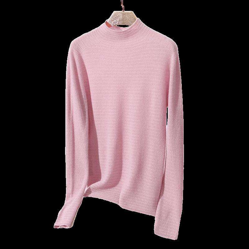 Pastte Women's 96.7% Merino Wool Semi-High Collar Pullover Sweater