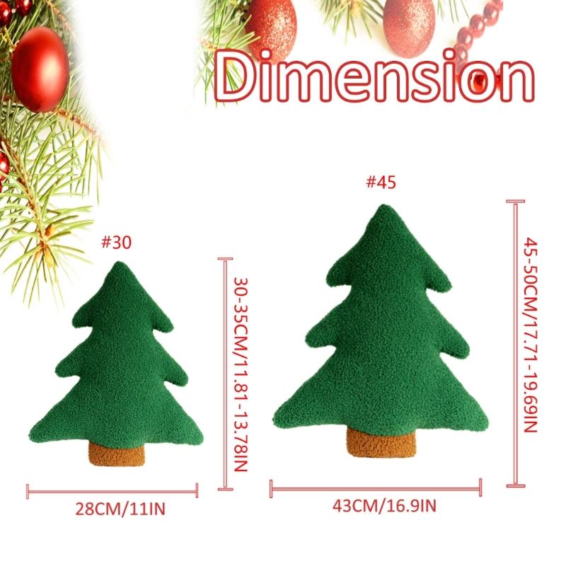 Christmas Tree Shape Furry Throw Pillow Warm Decorative Sofa Couch Bed Cushion For Living Room Bedroom Car Interior