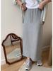 Women's High Waist Lace-Up Skirt: New Spring/Autumn Style, Casual A-Line Drape, Medium-Length with Hip Split Design.