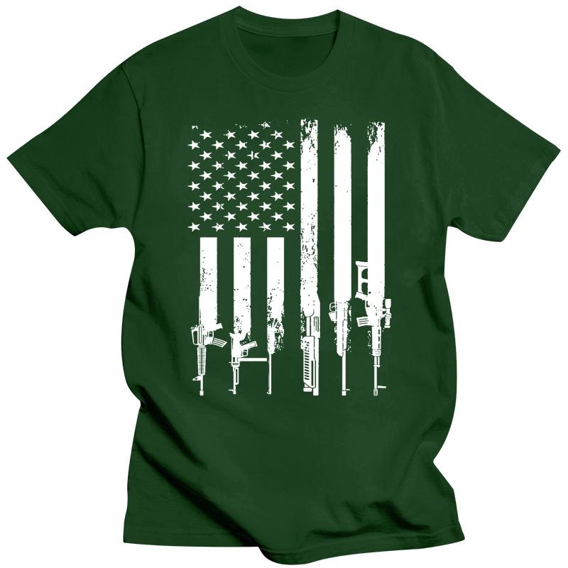 Fashion Men T-shirt America Flag Gun Usa Shirt Cool Gift Patriotic 2nd Amendment Rifle Men's T-shirt Casual Tops Graphic T Shirt