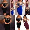 Stunning Women Off Shoulder Deep V-neck Bodycon Backless Mini Dress For Events