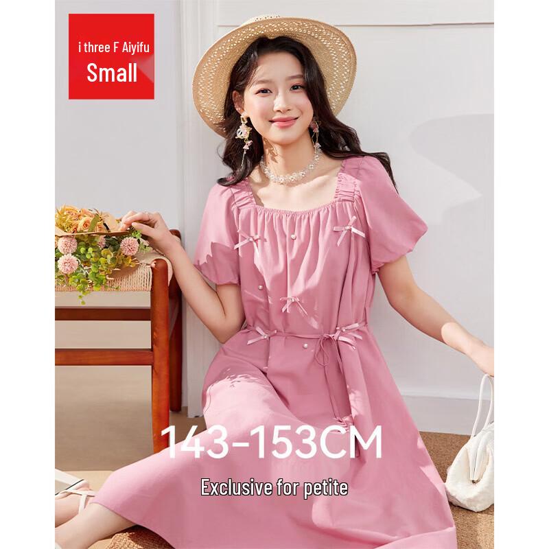IEF French Square-Neck Bow Waist Dress M