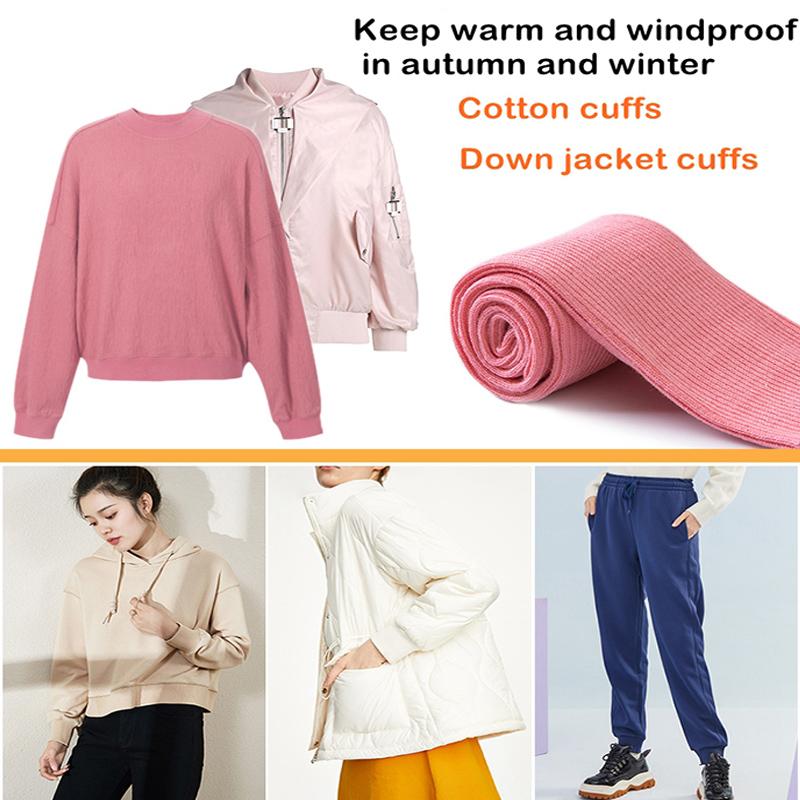Cotton Rib Stretch Knit Cuffs Collars Hems Fabric Ribbed Knitted Cuffs Neckline Fabric For Sweatshirt Down Jackets Accessories